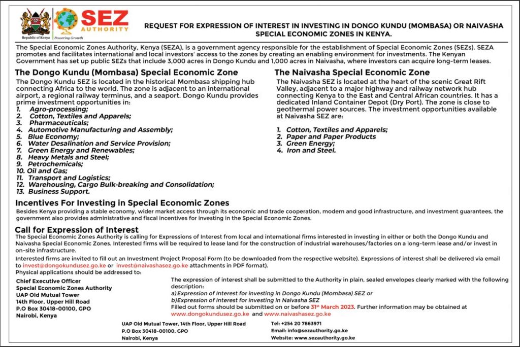 SEZA Request For Expression Of Interest In Investing In Dongo Kundu seza-request-for-expression-of-interest-in-investing-in-dongo-kundu